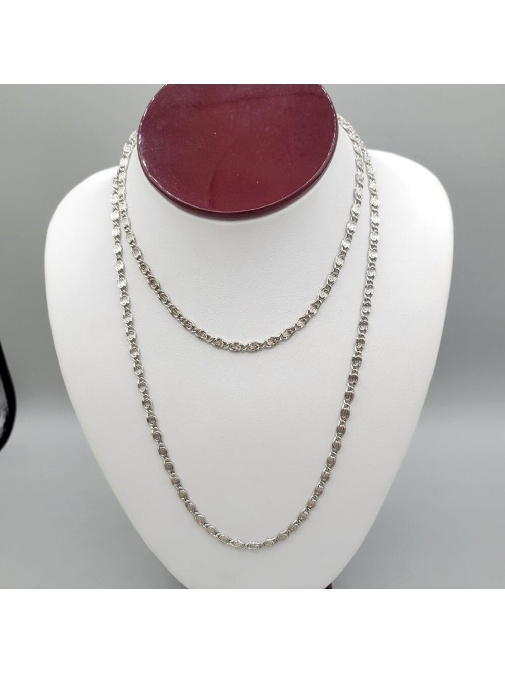 Monet Silver Tone Mariner Link Long Necklace Vintage 36 Inches Lobster Clasp